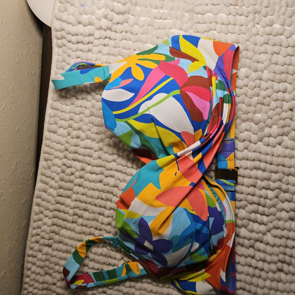 1NWOT Bleu Rod Beattie Colorful Floral Bikini Top Size 36D - Picture 5 of 6